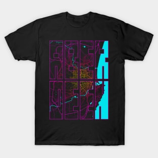 Aberdeen, Scotland City Map Typography - Neon T-Shirt